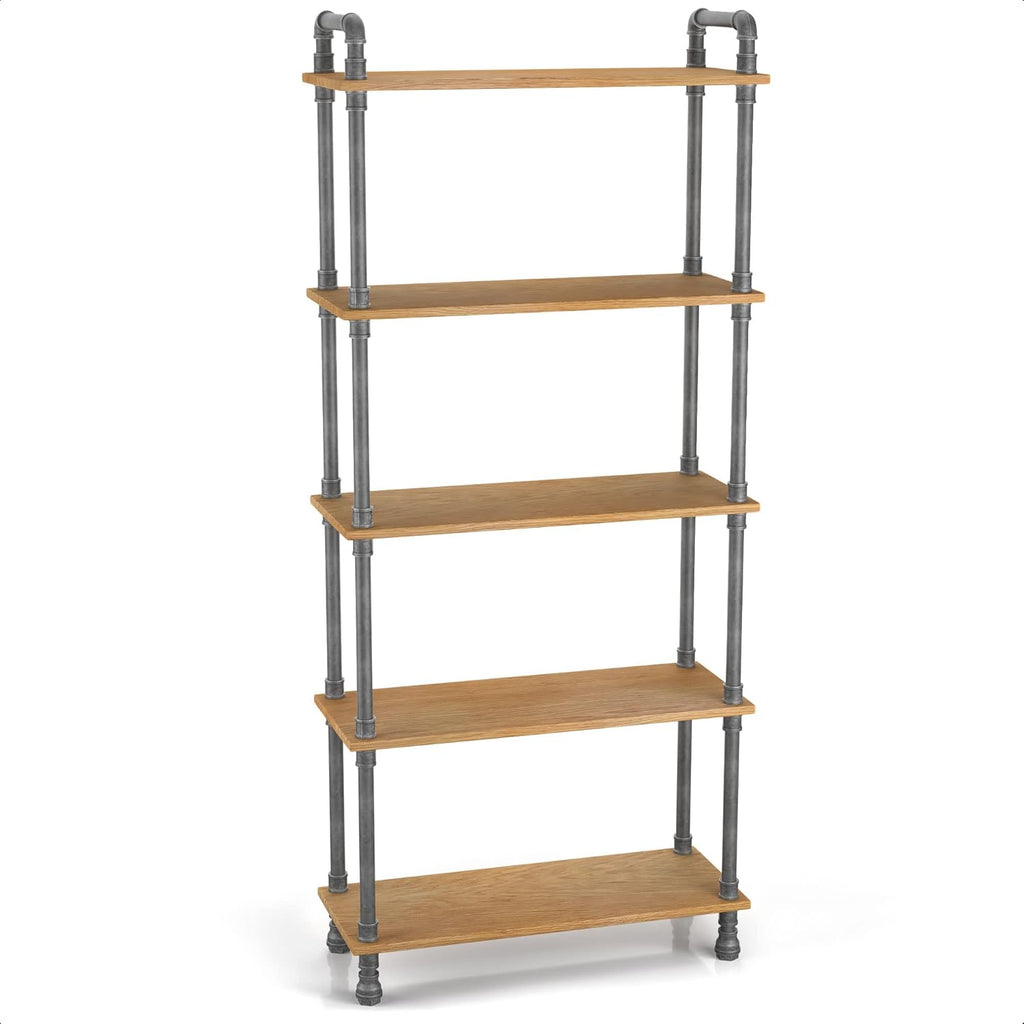 5-Tier Pine and Metal Etagere Bookcase J295995