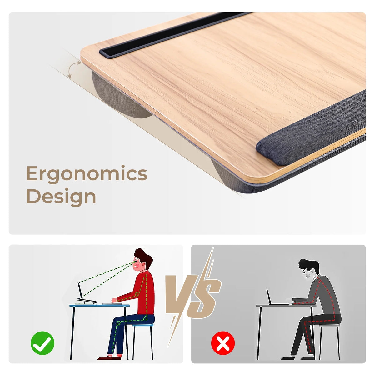 Lap Desk with Wrist Rest, Mouse Pad and Phone Holder, 21.7" x 14.6", Fits Up to 15.6" Laptop, Portable A21591