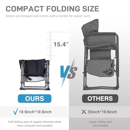 Black Portable Folding Camping Chair with Side Table, 400lbs C718