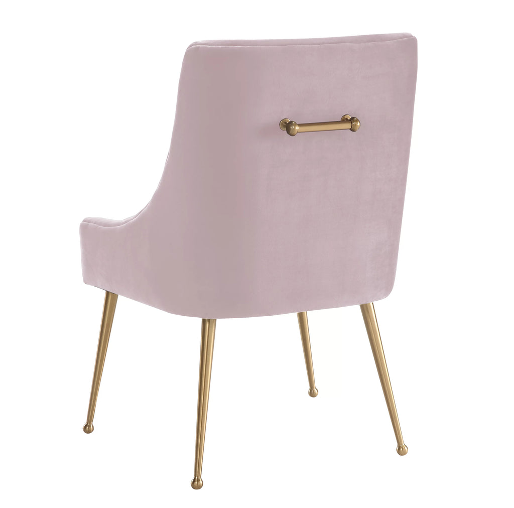 Blush Velvet Side Chair with Gold Legs I549
