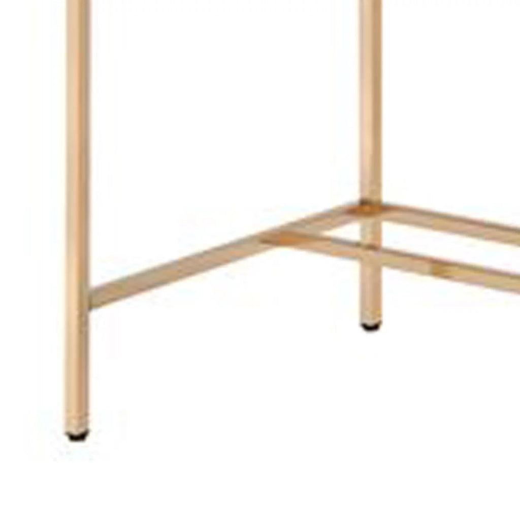 Blue and Rose Gold Writing Desk with USB Dock and Metal Legs H422