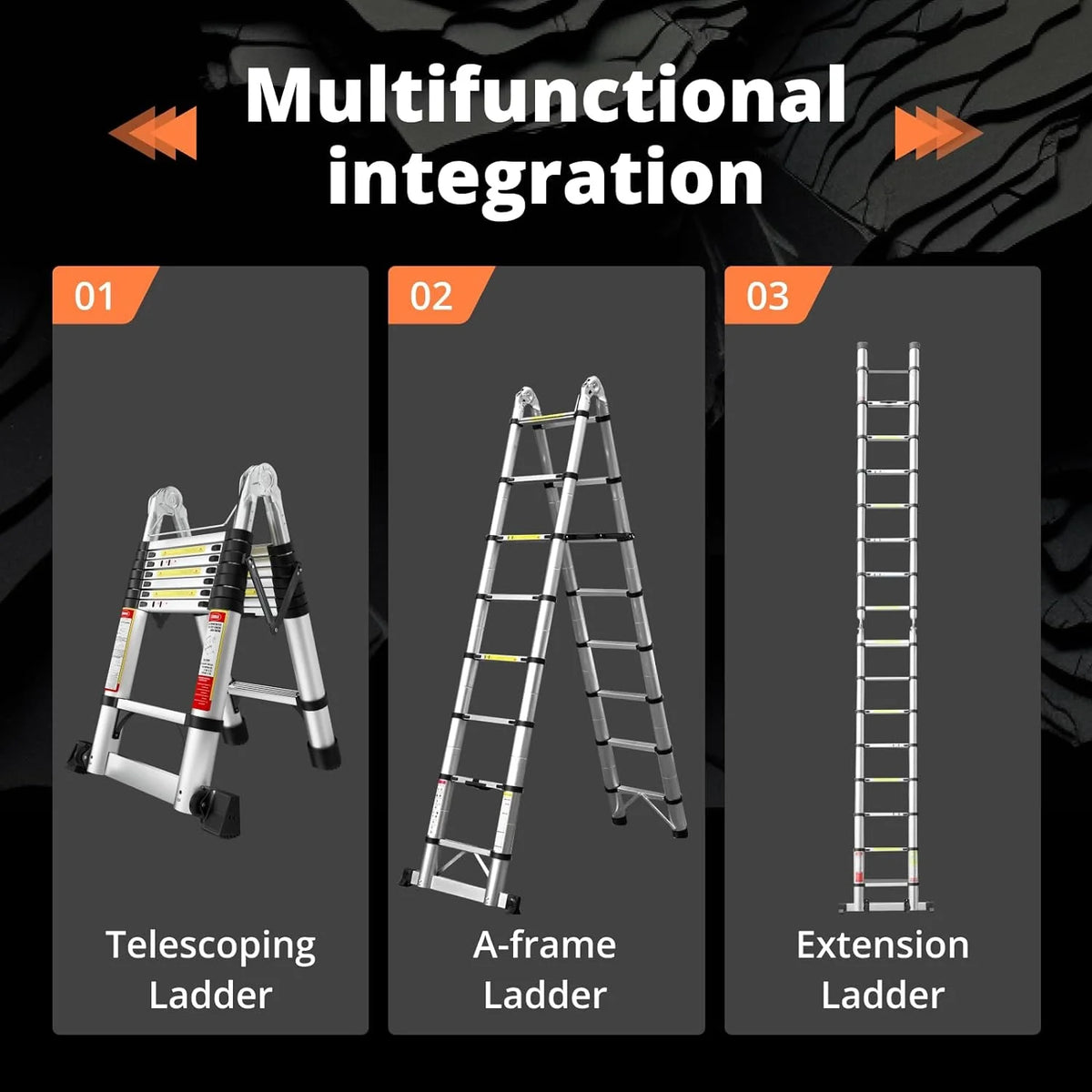 16.5FT Aluminum Telescoping Ladder with Stabilizer Bar & Wheels T5049