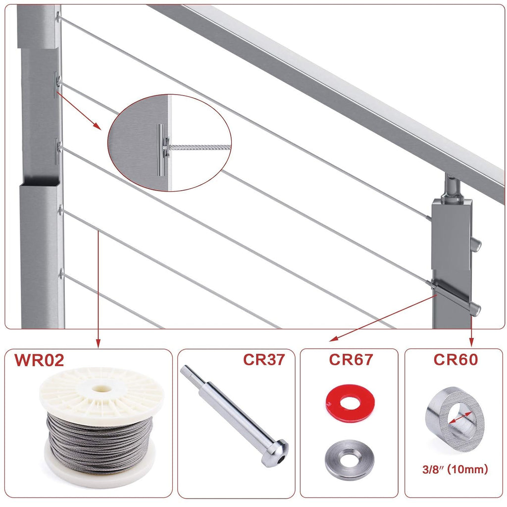 10Pack 1/8 Invisible Cable Railing Kit T316 Stainless Steel A127