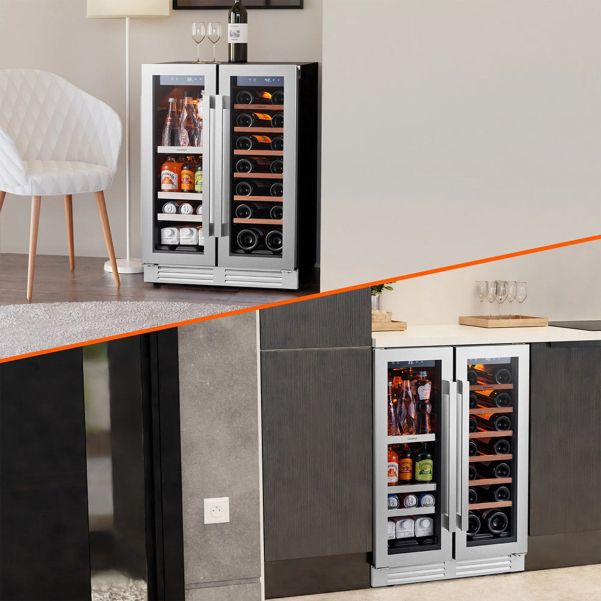 24 inch Dual Zone Wine Cooler Beverage Refrigerator Q205
