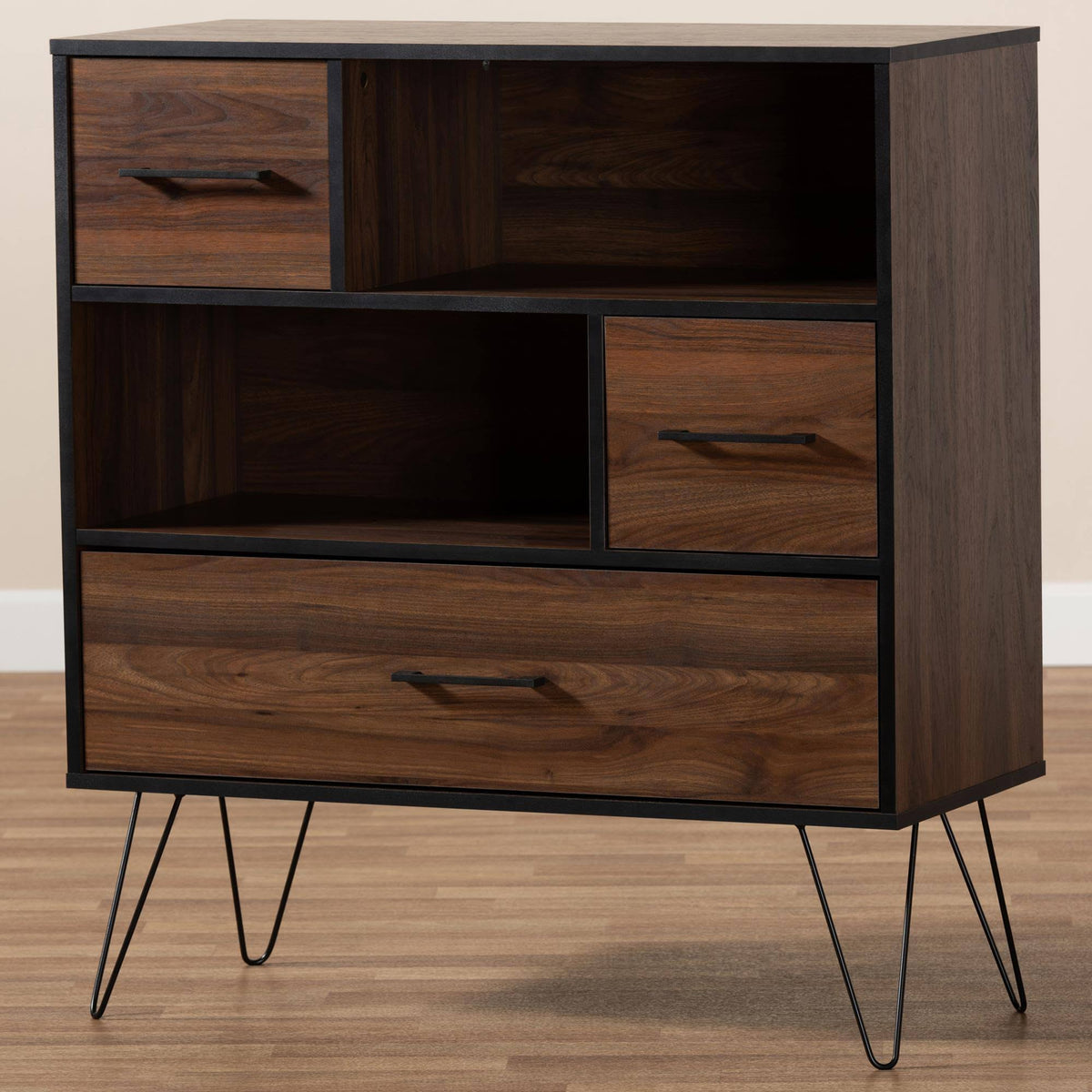 Walnut Brown 1-Drawer Wood Bookcase J810241