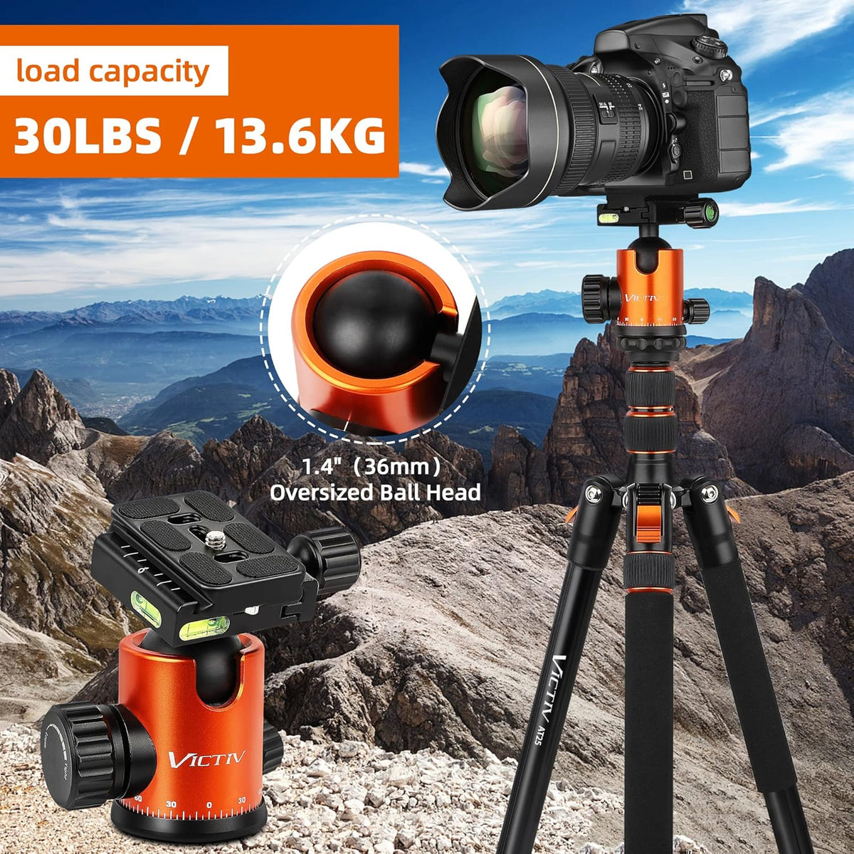 82 inches Aluminum Tripod with 360 Degree Ball Head, Pack of 2 X884