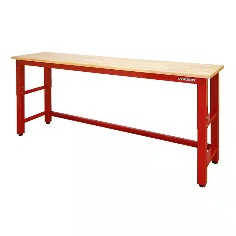 8 ft. Adjustable Height Solid Wood Top Workbench A651020