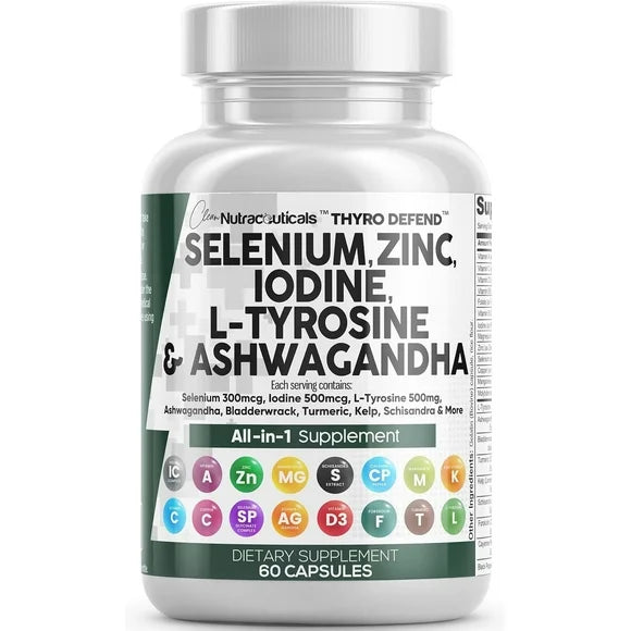 Selenium Zinc Iodine L Tyrosine Ashwagandha 60 Capsules O357684
