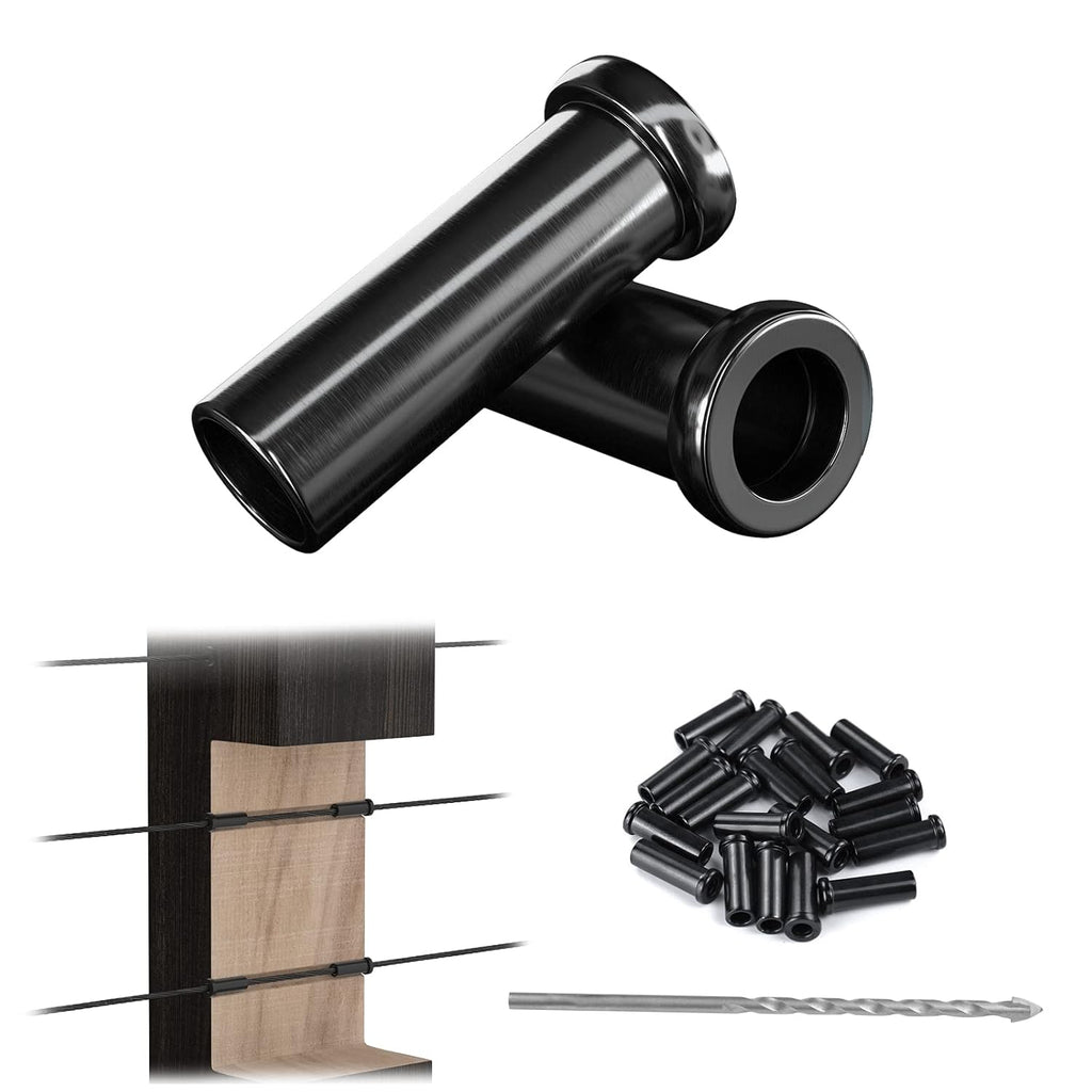 Black Stainless Steel Cable Railing Kit Hardware for 1/8 Wire Rope Wood Posts T316 Marine Grade D566286