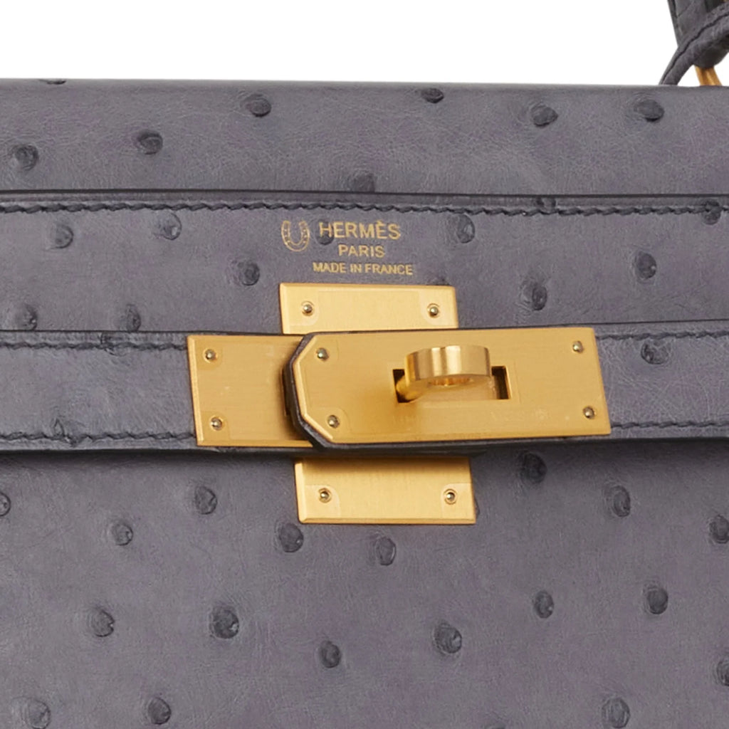 Gris Agate and Gris Perle Ostrich Bag R815