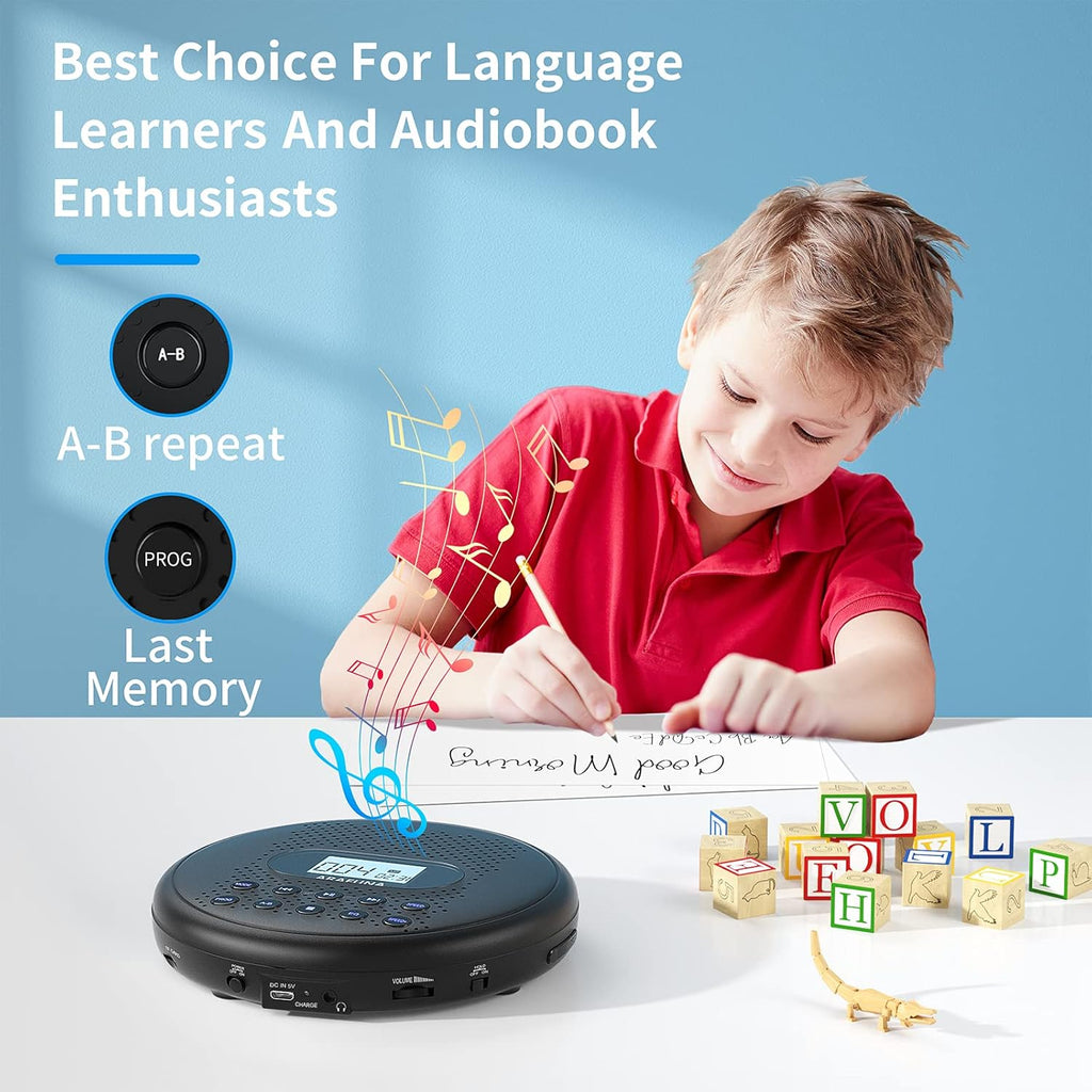 Portable CD Player with Dual Stereo Speakers and Anti-Skip Protection S105956