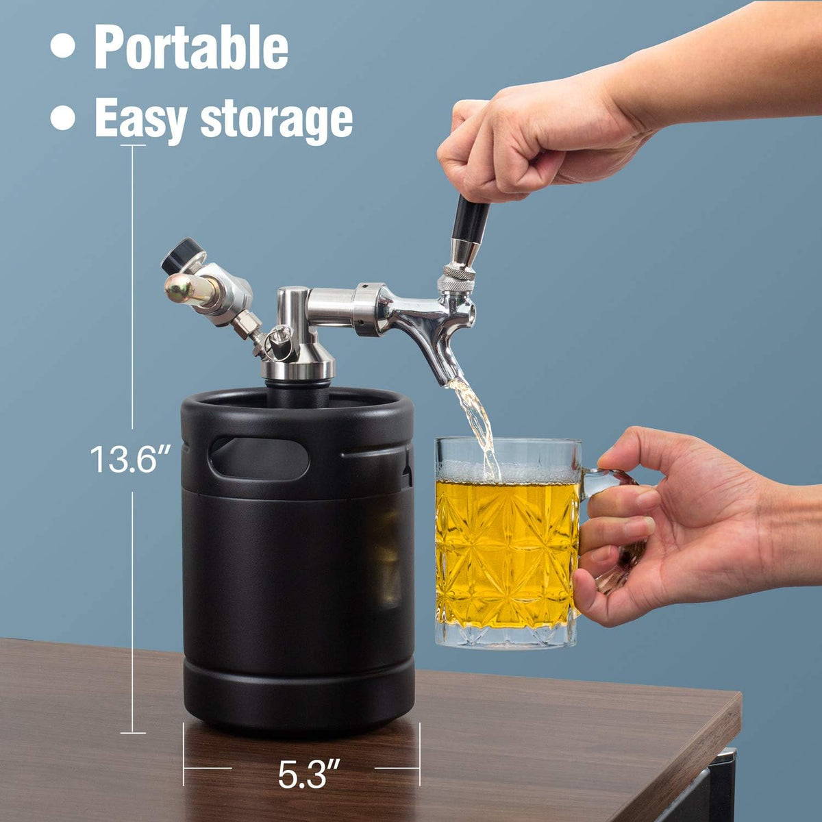 64oz Stainless Steel Pressurized Mini Keg with Cooler Jacket S918052