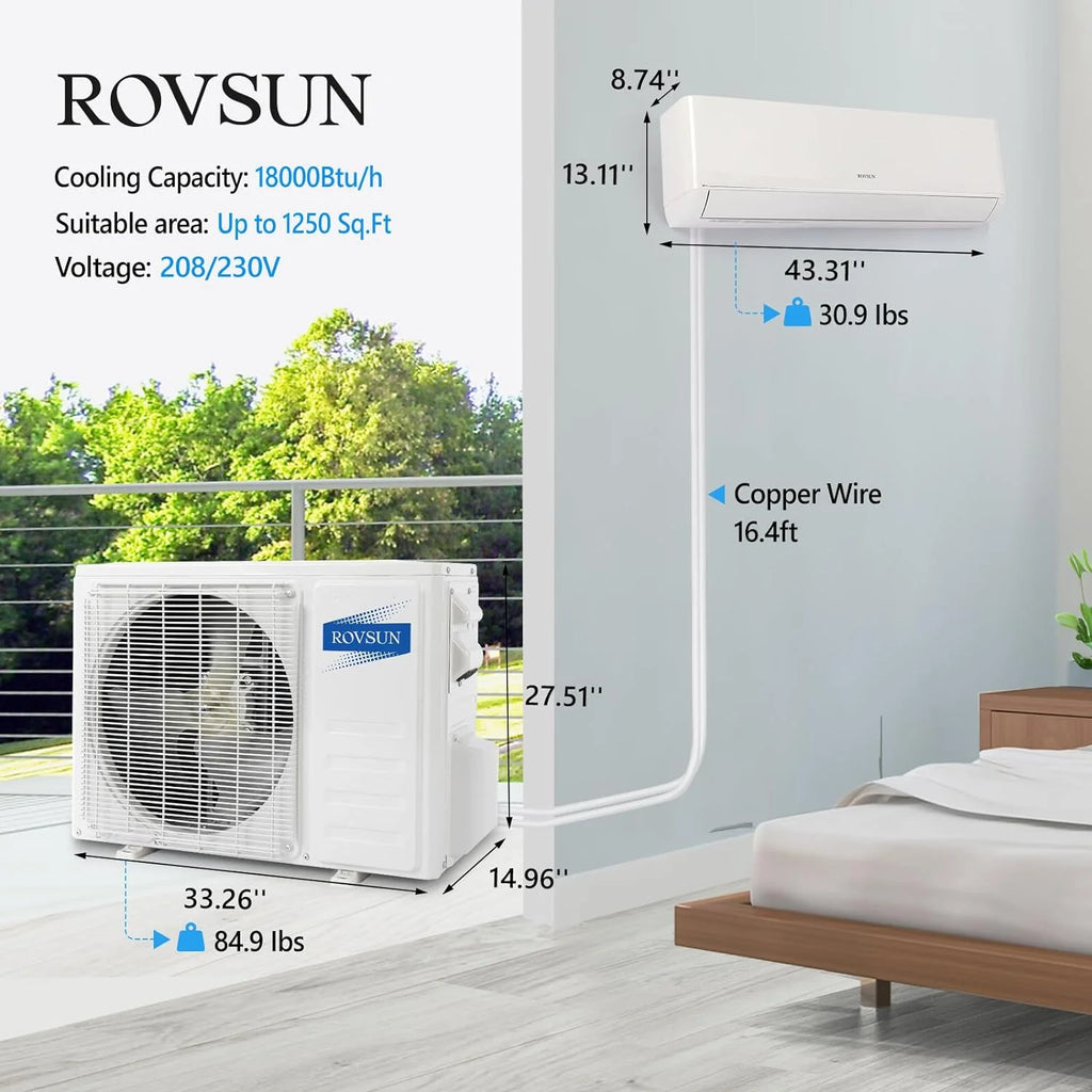 18000 BTU Wifi Enabled Mini Split AC/Heating System with Inverter L576760