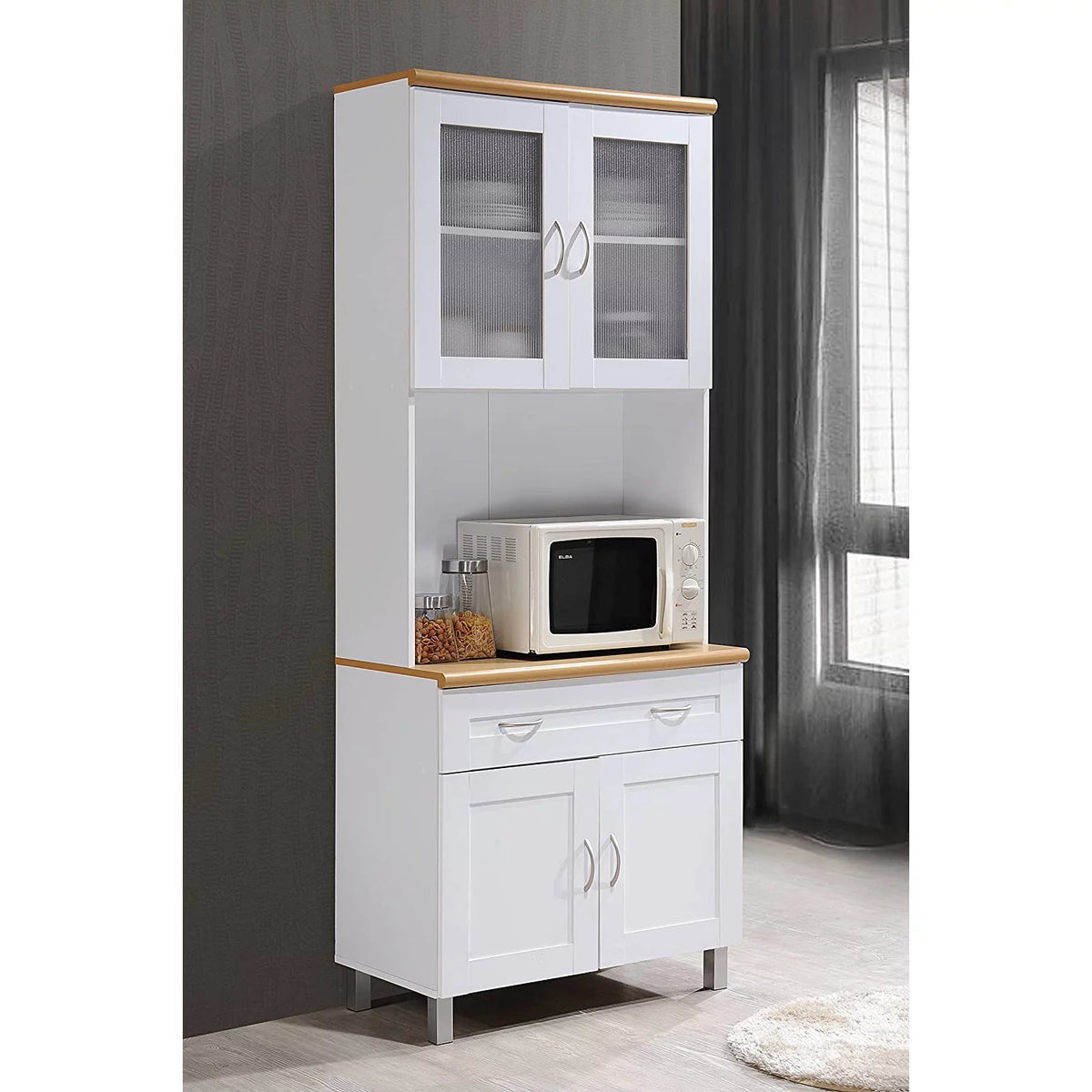 White Kitchen China Cabinet with Transparent Doors R3502