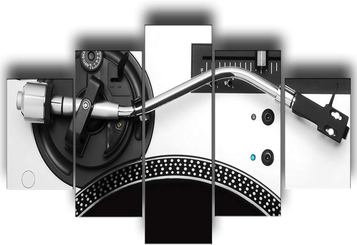 Black and White 5 Piece Canvas Wall Art Turntables Paintings Y506627