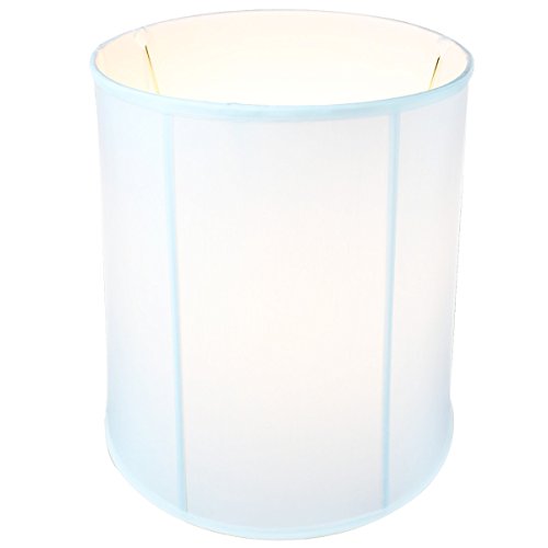 14"x16"x17" Tall Drum Lampshade with White Shantung Fabric I6986