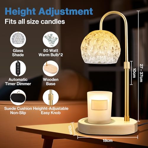 Adjustable Height Dimmable Candle Warmer Lamp with 2 Bulbs Timer P709