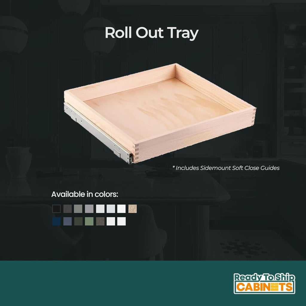 21W x 4H inch White Roll Out Tray with Soft Close U160366
