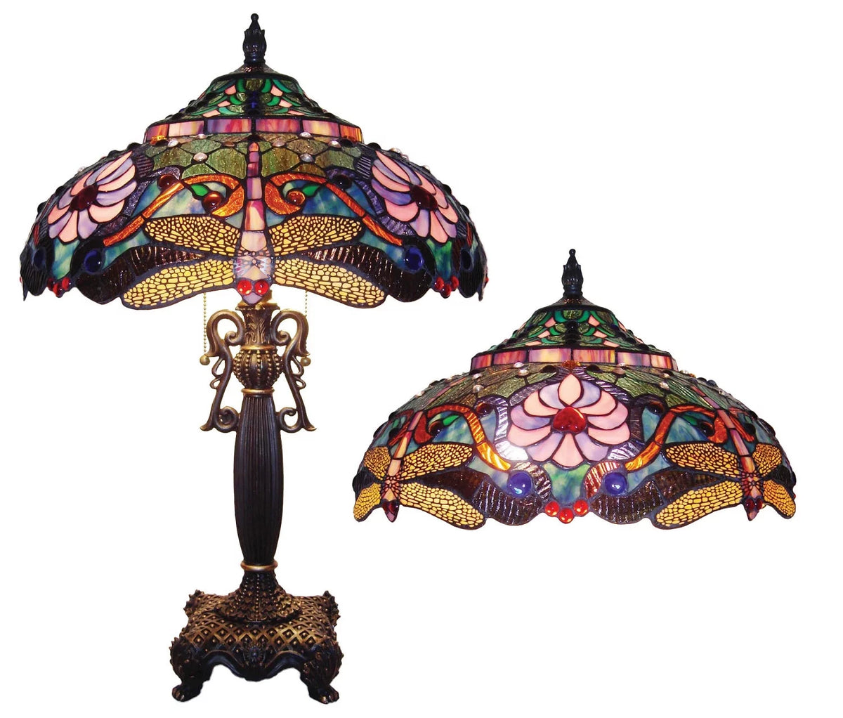 Tiffany-Style 2 Light Dragonfly Table Lamp 19" Shade R594902