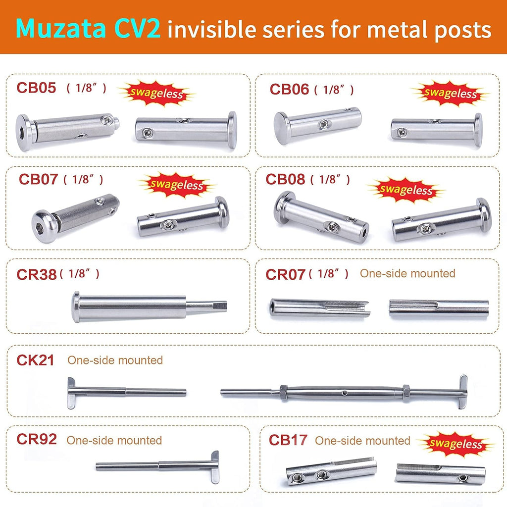 10Pack 1/8 Invisible Cable Railing Kit T316 Stainless Steel A127