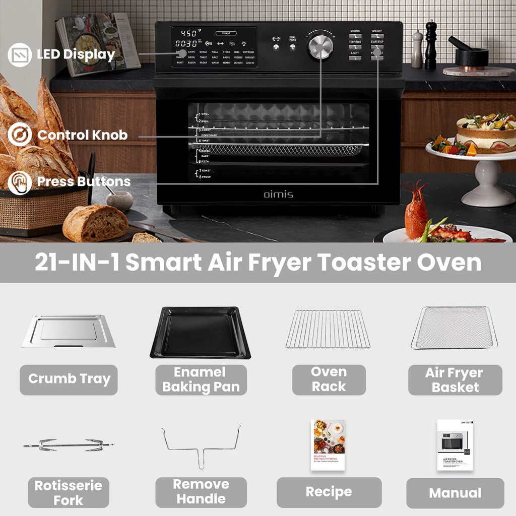 32QT 21 in 1 Air Fryer Toaster Oven Stainless Steel S56675