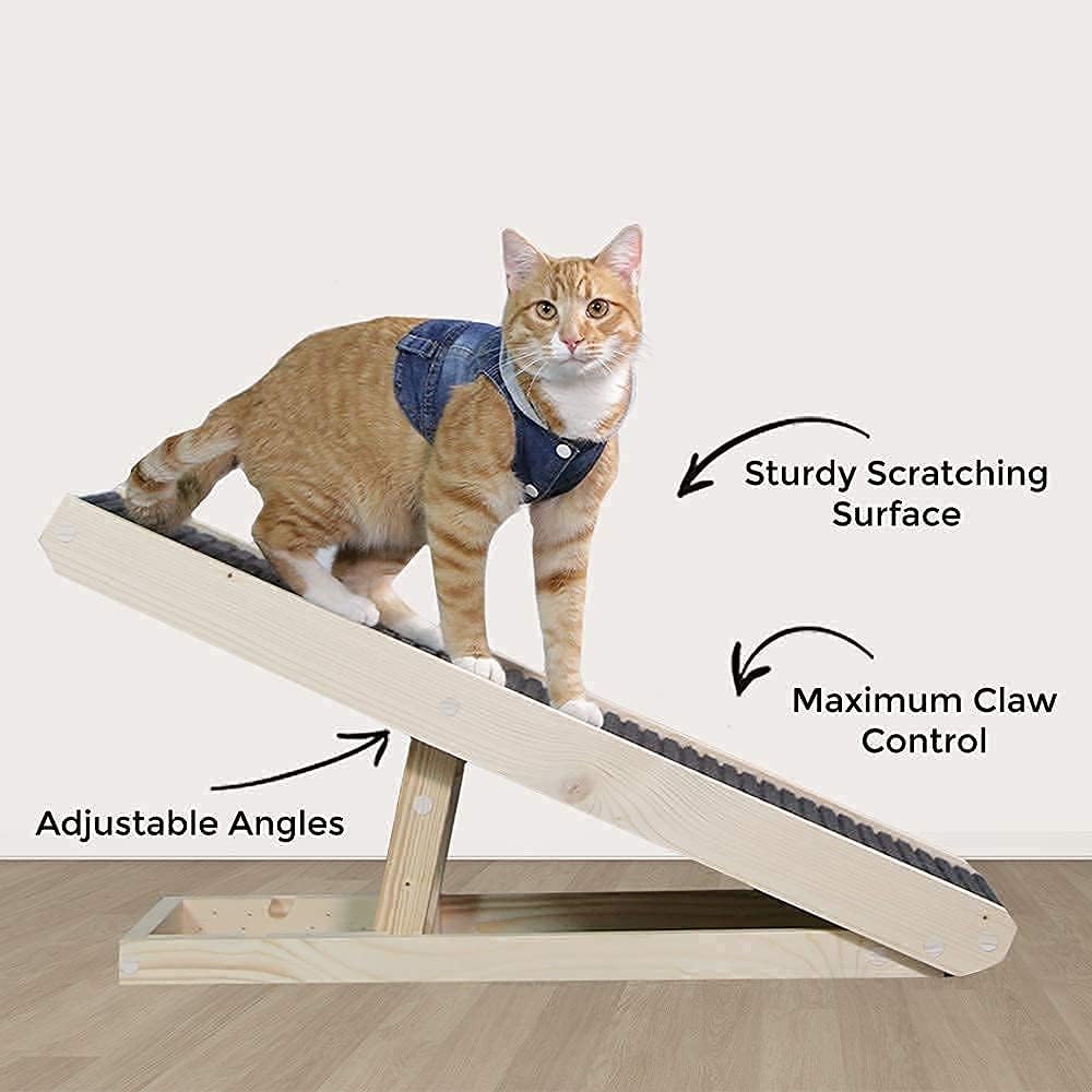 2-in-1 Cat Ramp & Cat Scratcher with Replaceable Carpet & Adjustable Height A266690