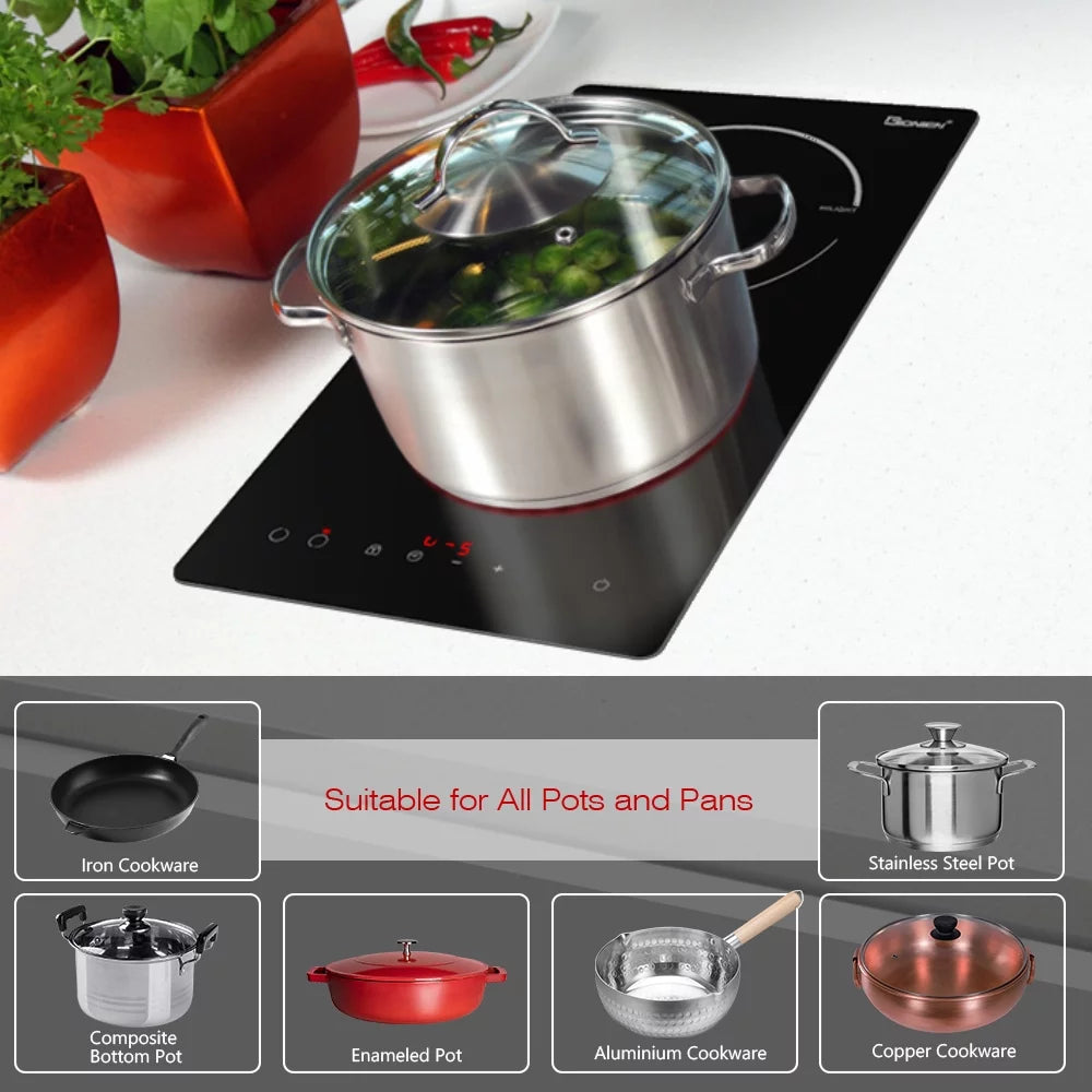 2 Burner Electric Cooktop, 12 Inch Ceramic Cooktop, 3000W O24759