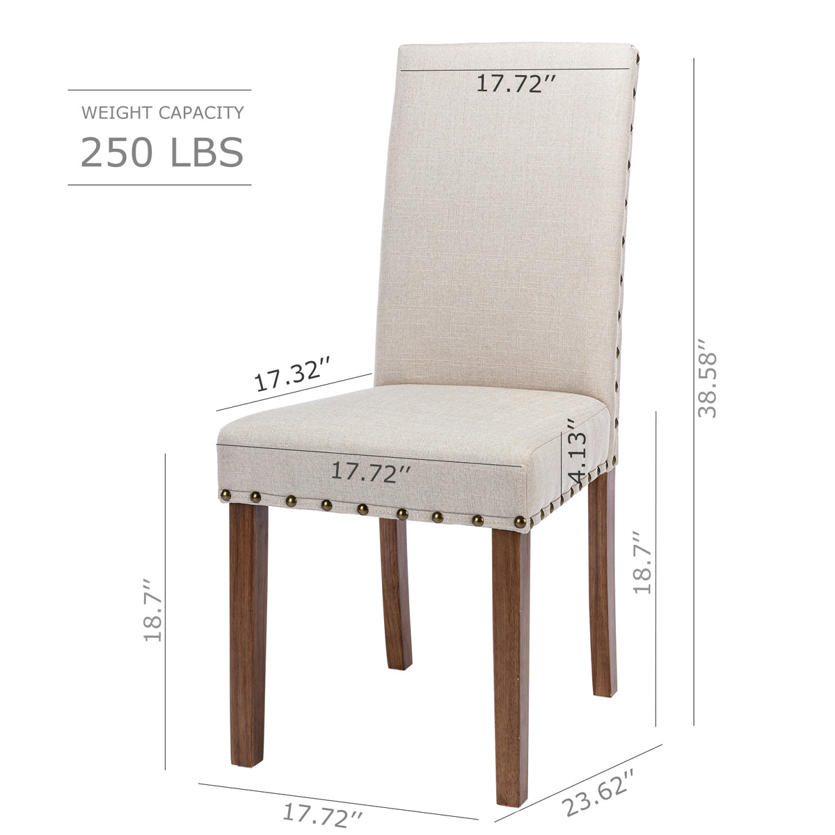 Beige Linen Solid Wood Parson Chair Set of 6 H1642