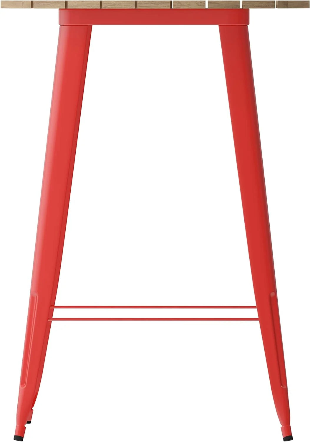 Indoor/Outdoor Bar Top Table 30" Round Brown Resin Top Red Steel Base U8265