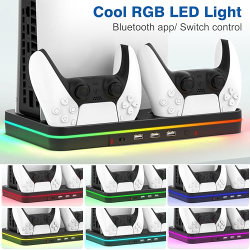 PS5 Slim Cooling Station with 2 Cooling Fan and 2 Controller Charging Station L518