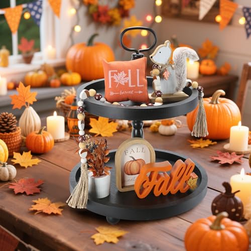 Halloween Decorations and Wooden Two Tiered Tray Stand M165601