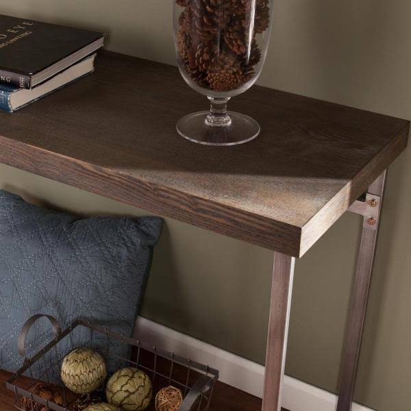 Burnt Oak Veneer Rectangle Wood Console Table N575