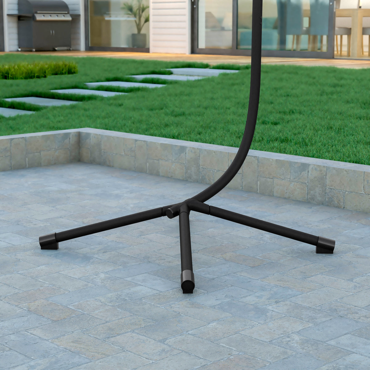 Black Powder Coated Steel Hanging Hammock Chair C-Stand with Spring Hook J247