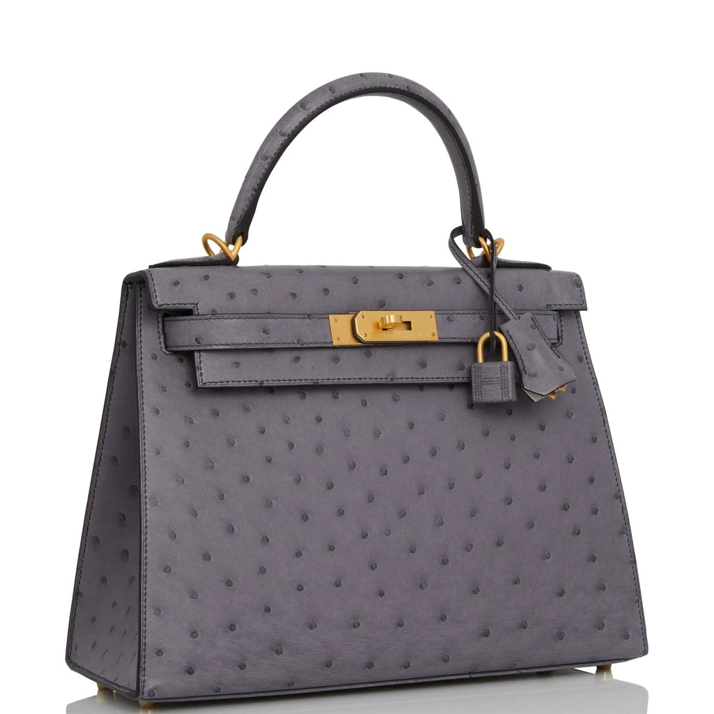 Gris Agate and Gris Perle Ostrich Bag R815