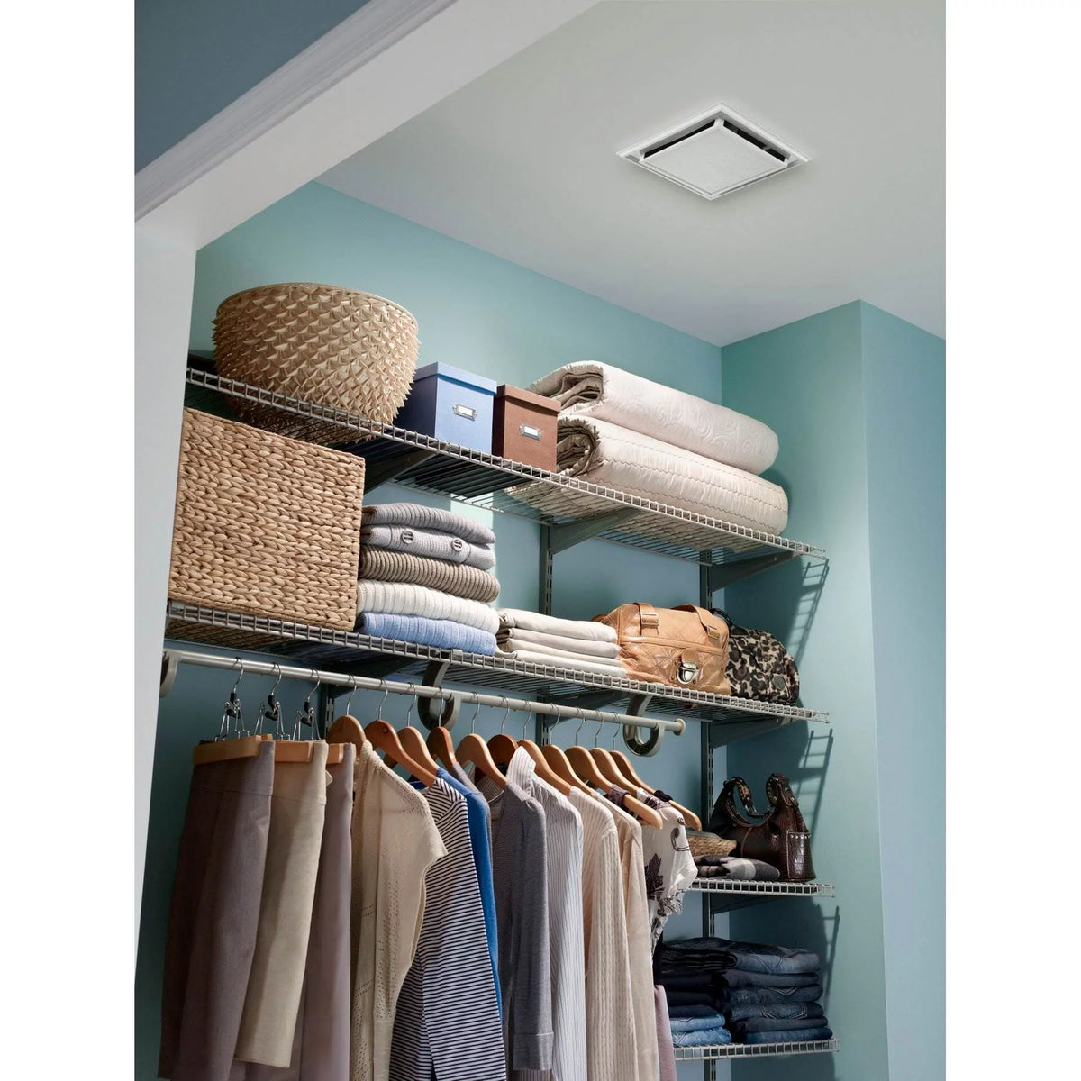 White Plastic-Grille Bathroom Ventilation Fan with Charcoal Filter M9805