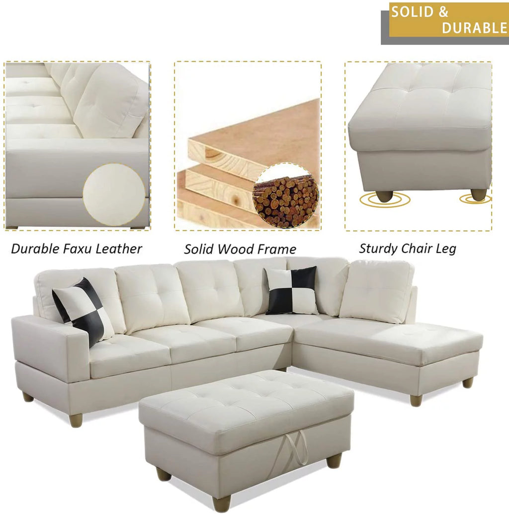 106.5'' Sectional Sofa with Storage Ottoman U27825