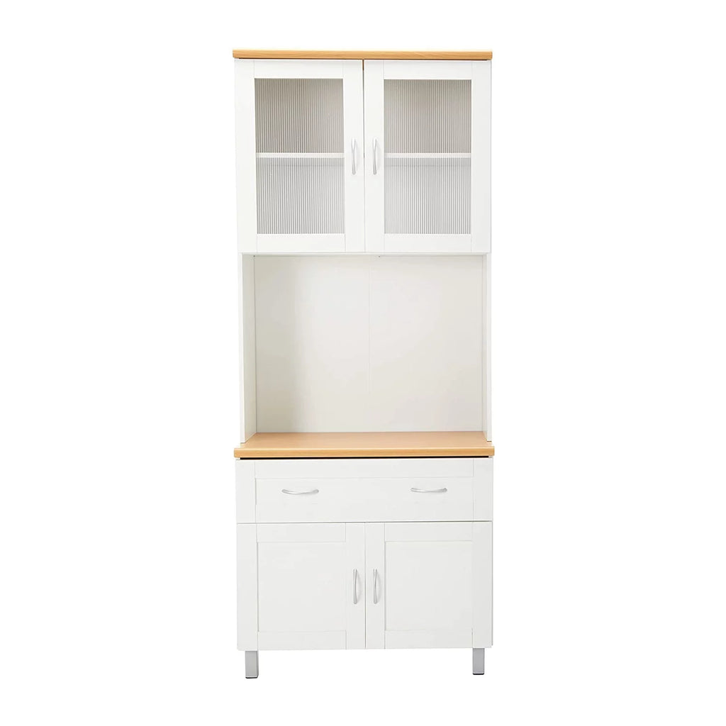 White Kitchen China Cabinet with Transparent Doors R3502