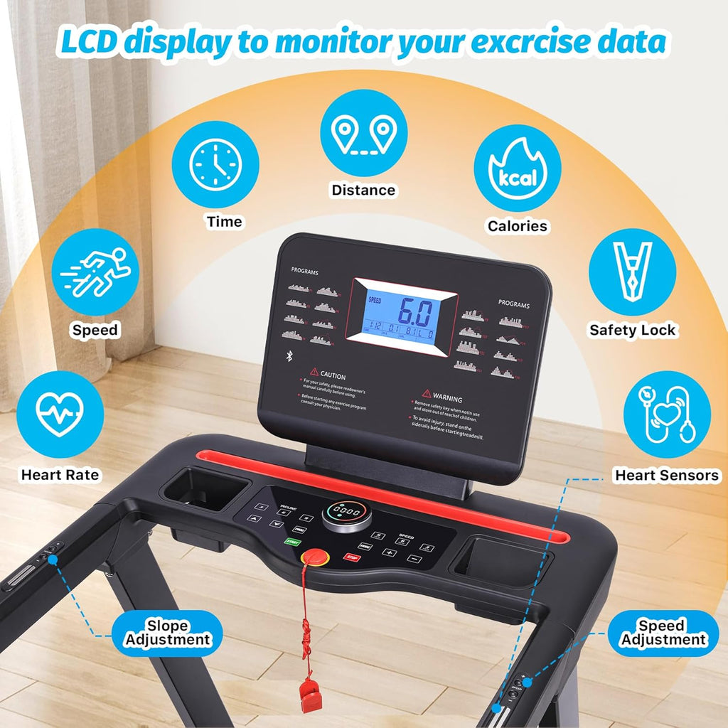 3.5 HP Quiet Brushless Folding Treadmill with 48x18in Running Area K645590