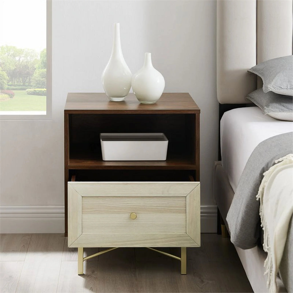 20" 1-Drawer Nightstand in Dark Walnut/White Poplar M32766