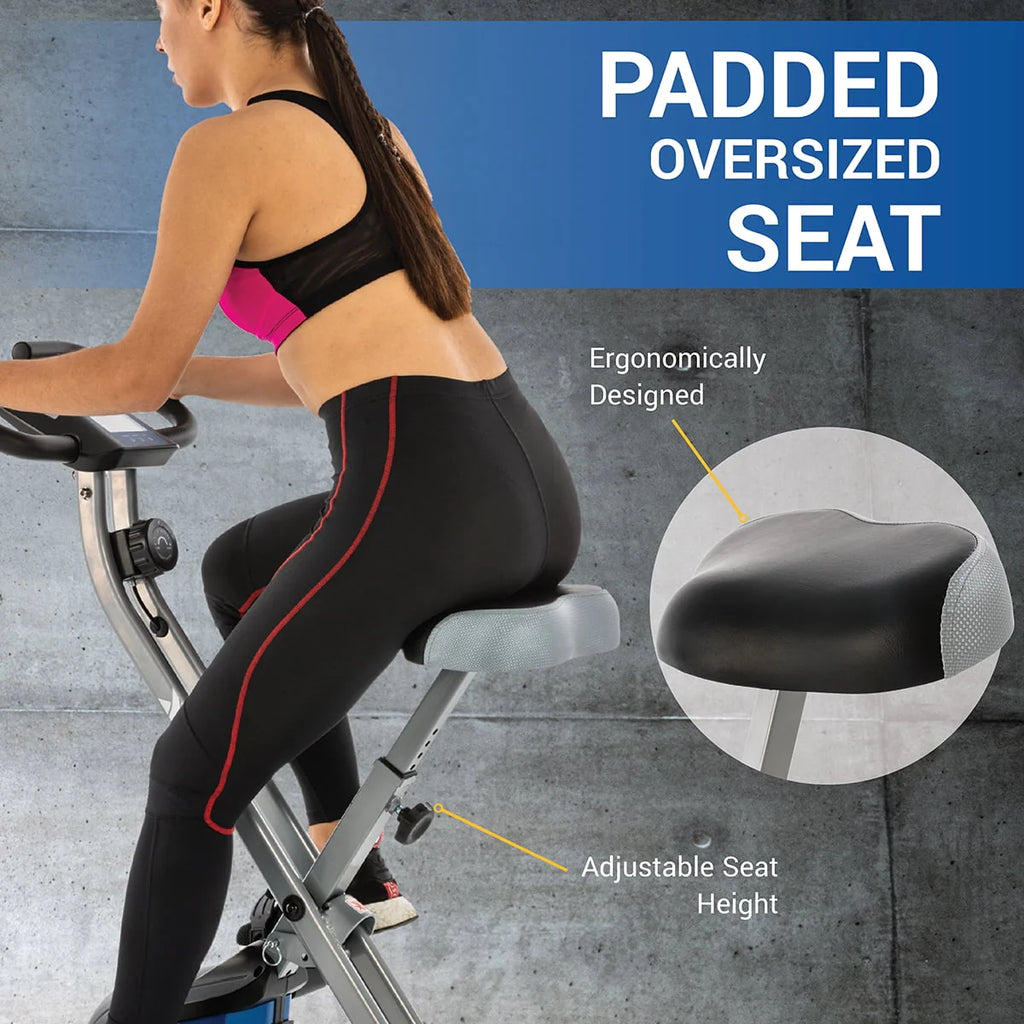Compact Folding Stationary Bike with Padded Seat T3935