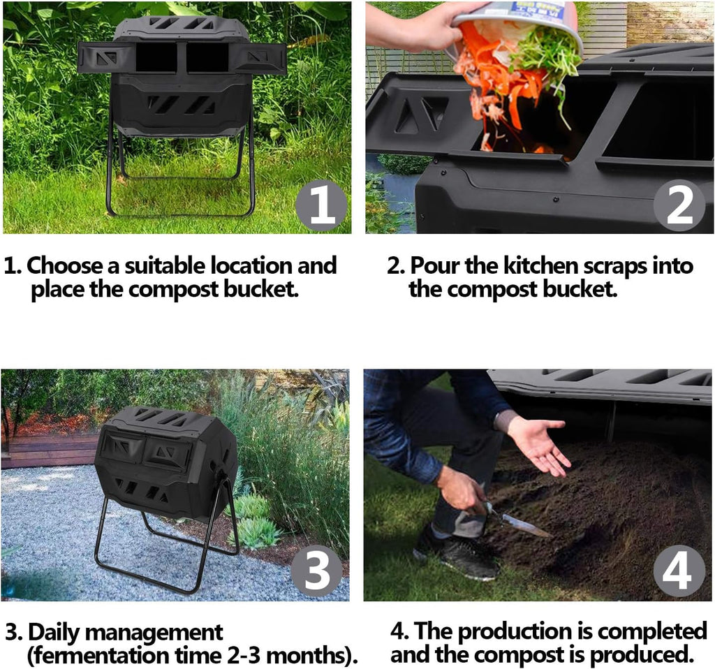 43 Gallon Dual Rotating Chamber Compost Tumbler E130487