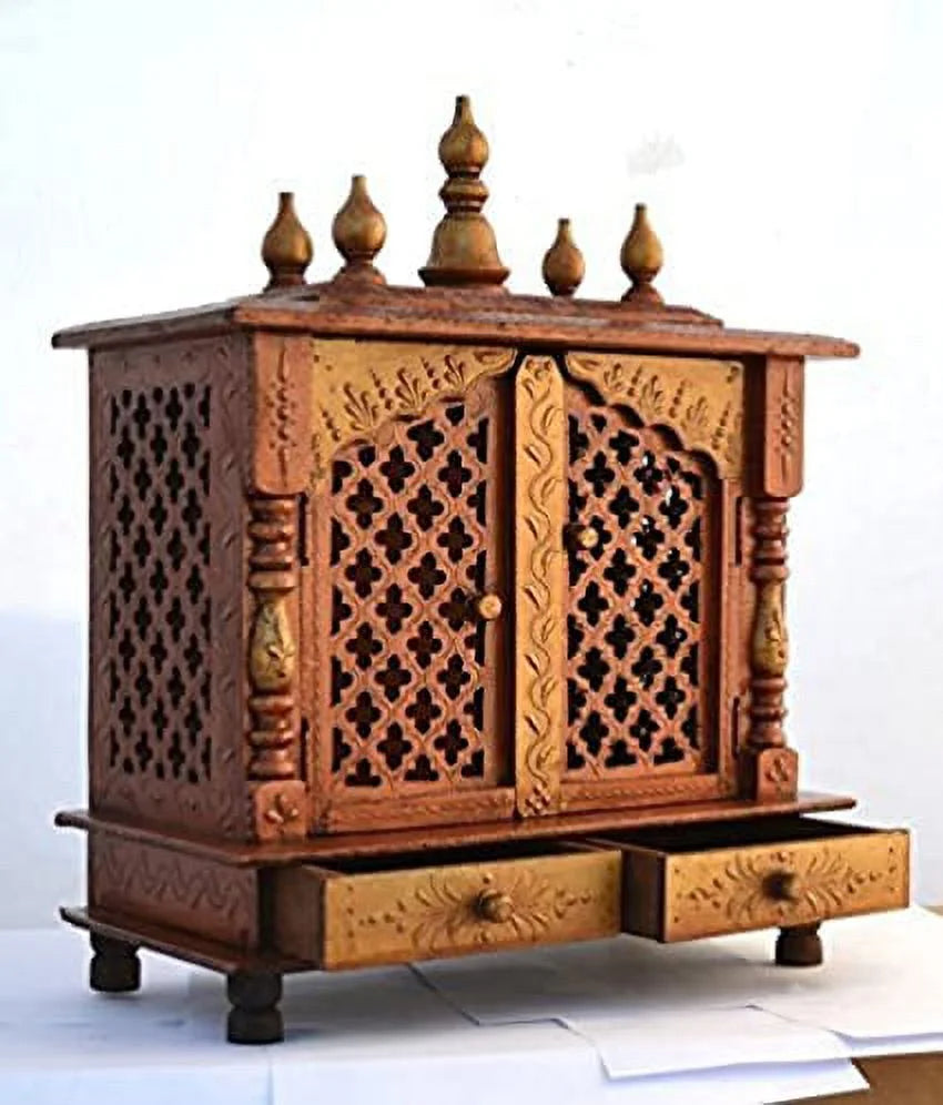 Wooden Pooja Mandir Cabinet P348