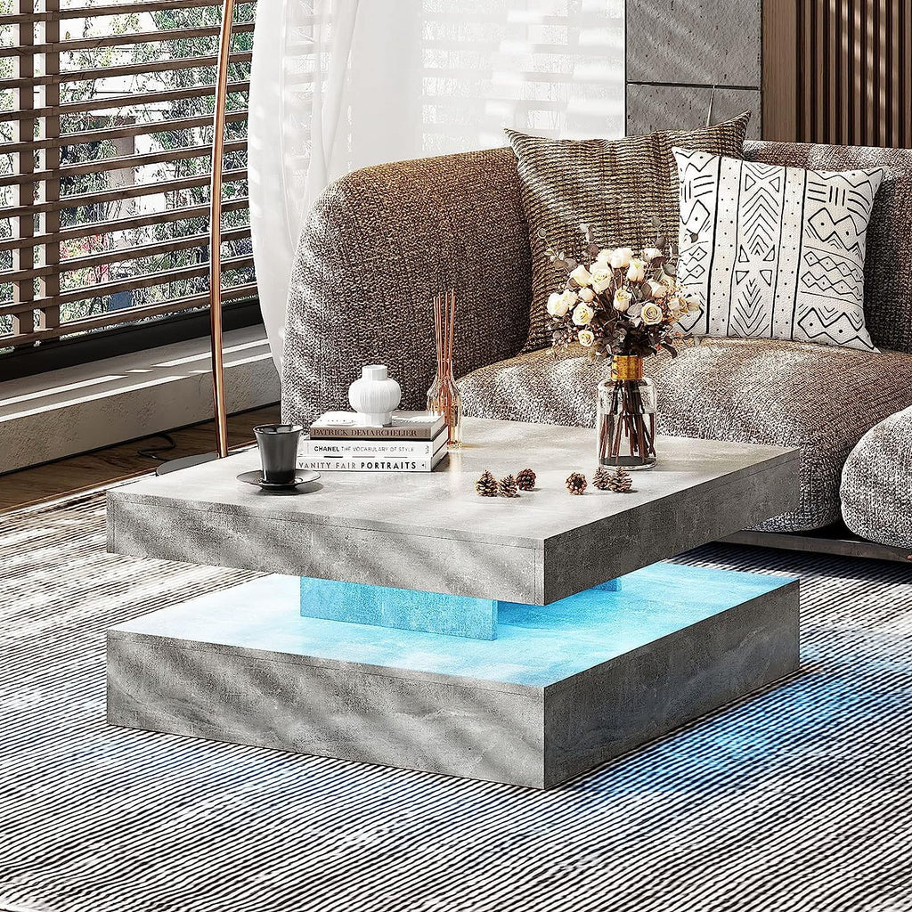 2 Tier Square LED Coffee Table with 16 RGB Lights P4501