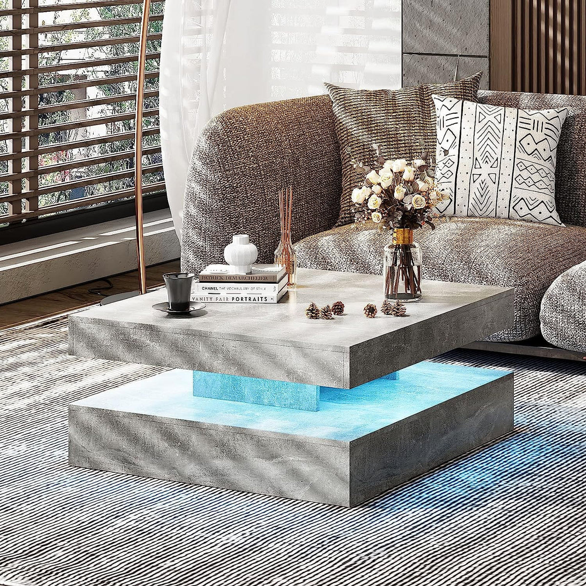 2 Tier Square LED Coffee Table with 16 RGB Lights P4501