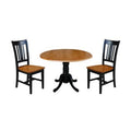 Black 3 Piece Drop Leaf Solid Wood Dining Set G548669