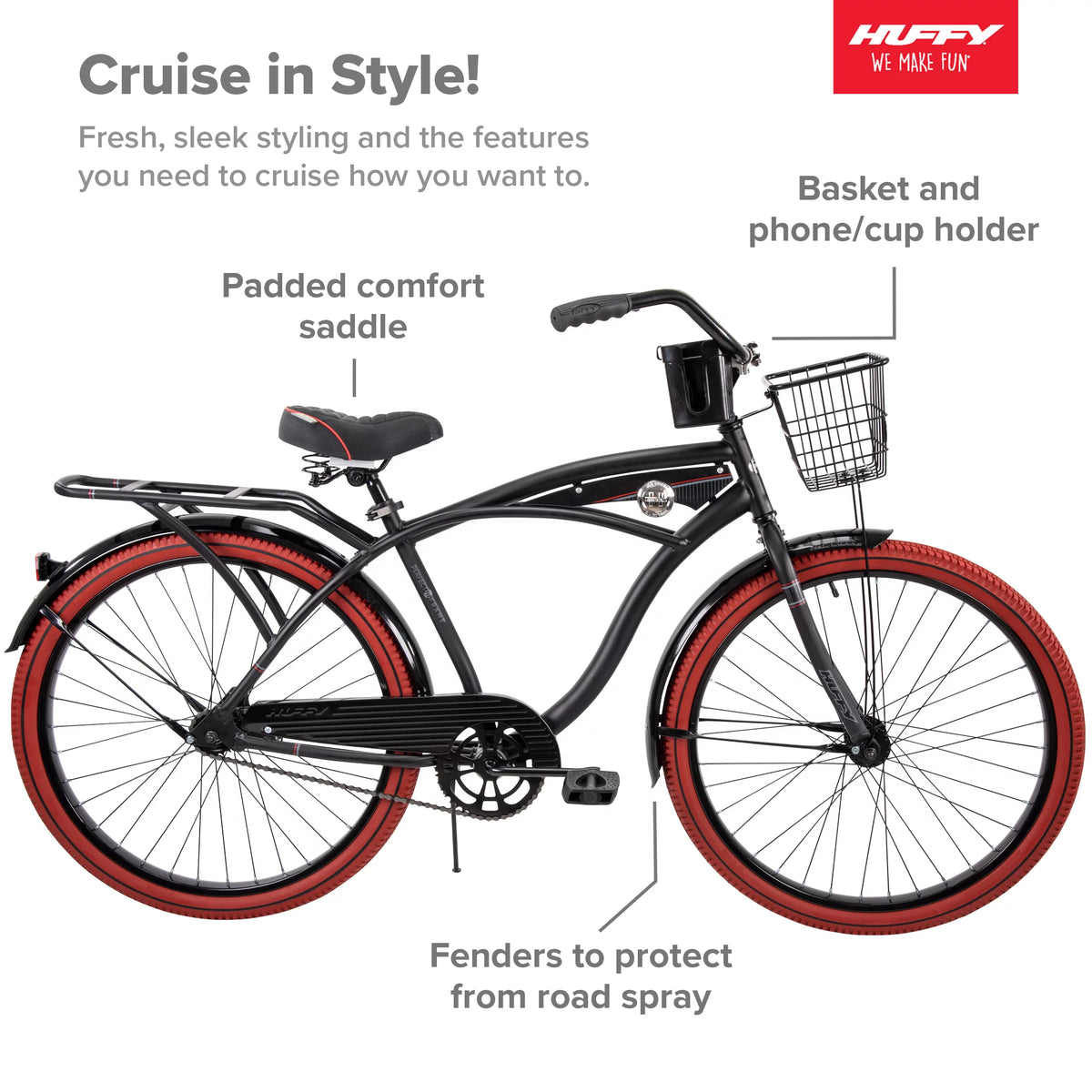 26" Matte Black Cruiser Bike J771334