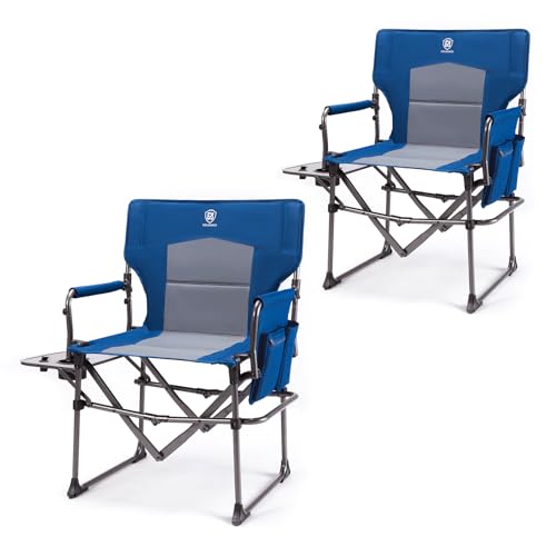 Black Portable Folding Camping Chair with Side Table, 400lbs C718