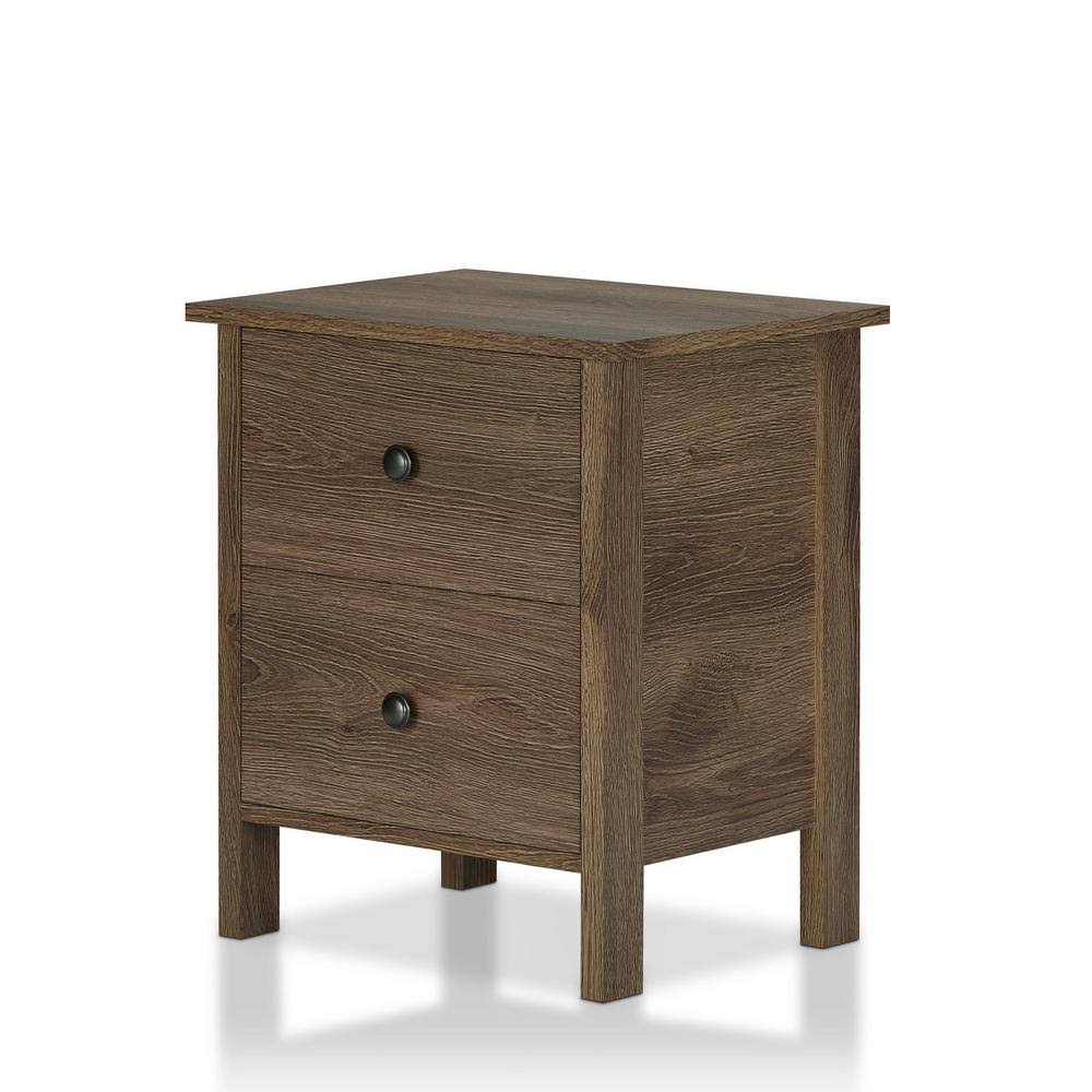 2-Drawer Distressed Walnut Nightstand A385285