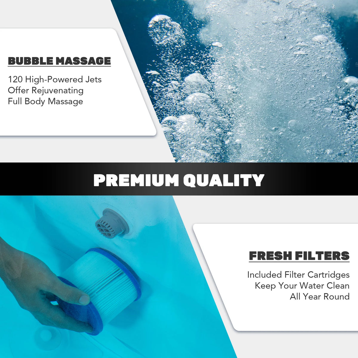 4 Person 6ft Inflatable Hot Tub Pool with Massage Jets S138130