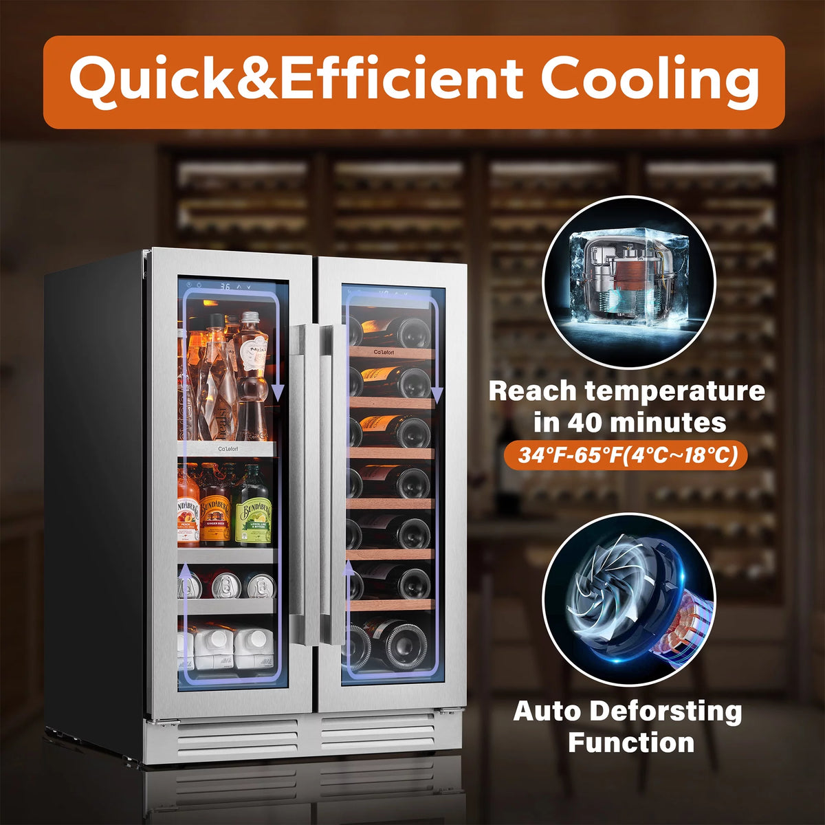 24 inch Dual Zone Wine Cooler Beverage Refrigerator Q205
